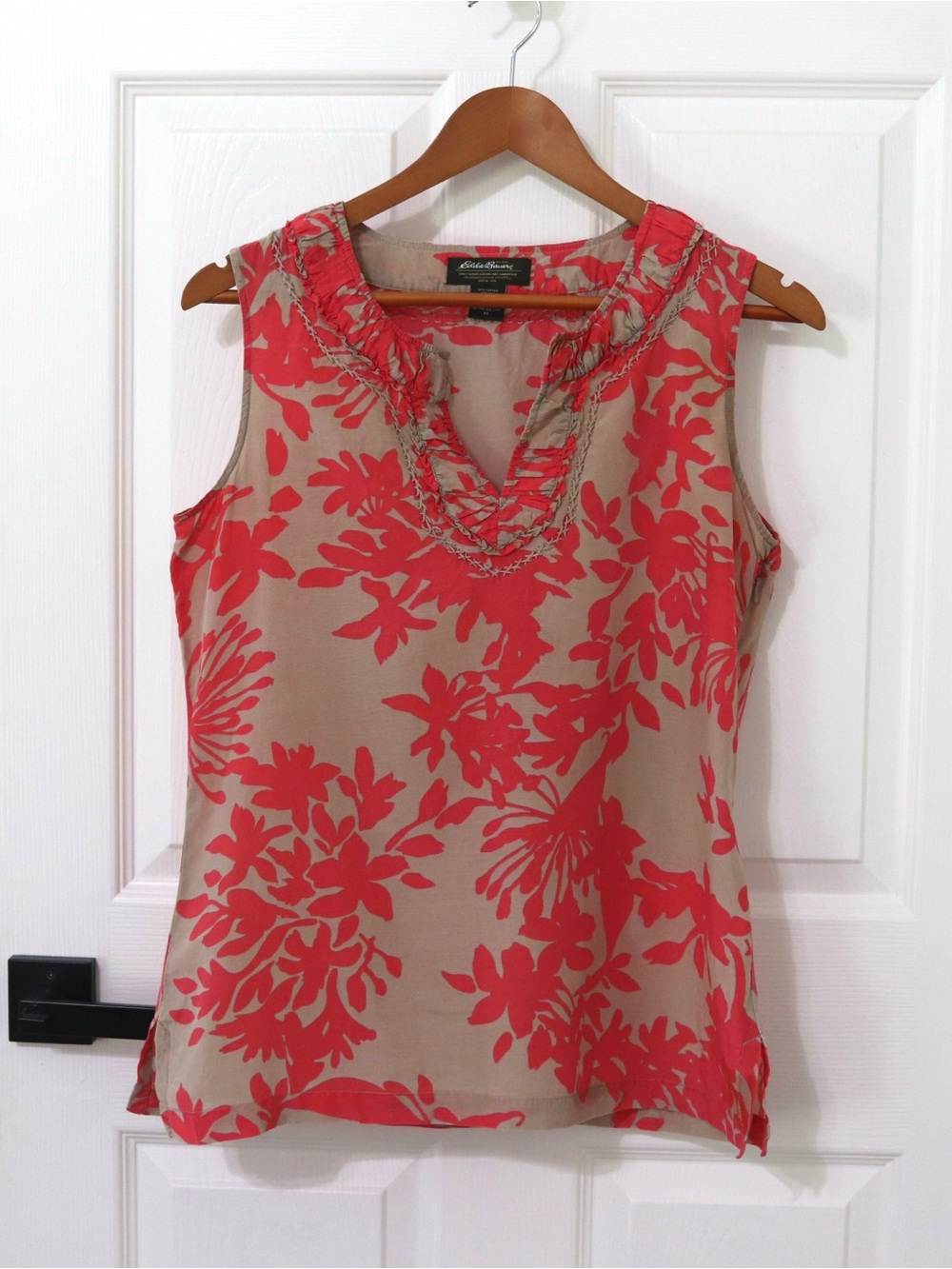 Silk & cotton Floral V-Neck Sleeveless Top, clean, natural, summer, lightweight
